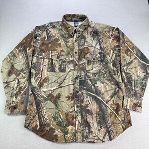 Realtree AP Shirt Mens XL Camo Button Up Long Sleeve Hunting Outdoors Camouflage